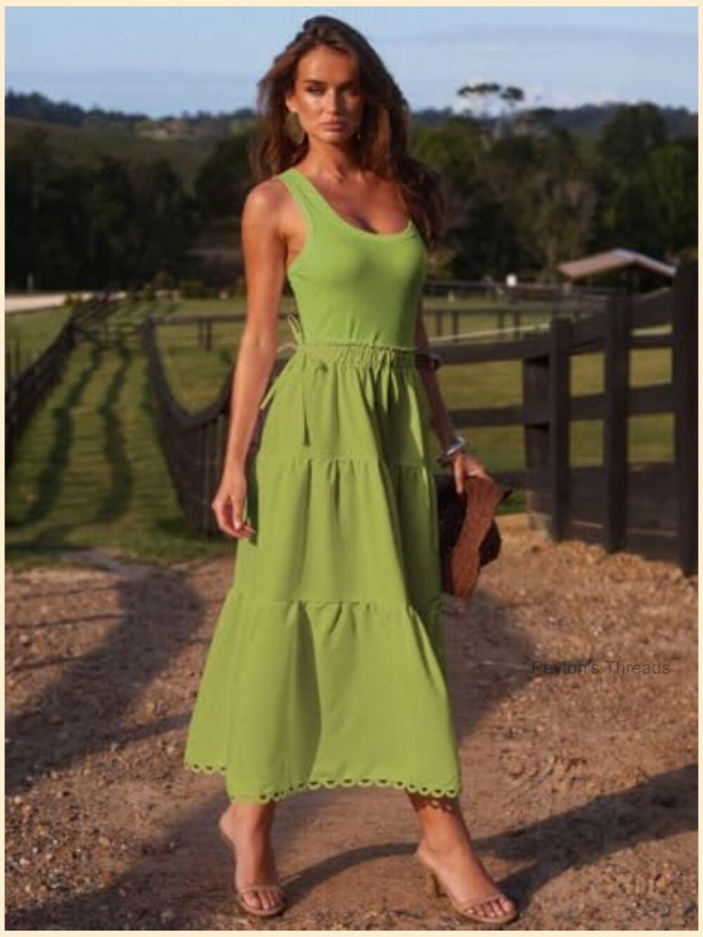 Sleeveless Maxi Dress with Pockets, Decorative Bow Waist, Tiered Flowy Tank - Picture 3 of 6